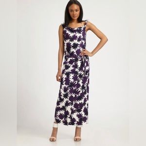 Diane Von Furstenberg Louanne Asterisk Meadow Aubergine Maxi Dress - Size 8, NWT